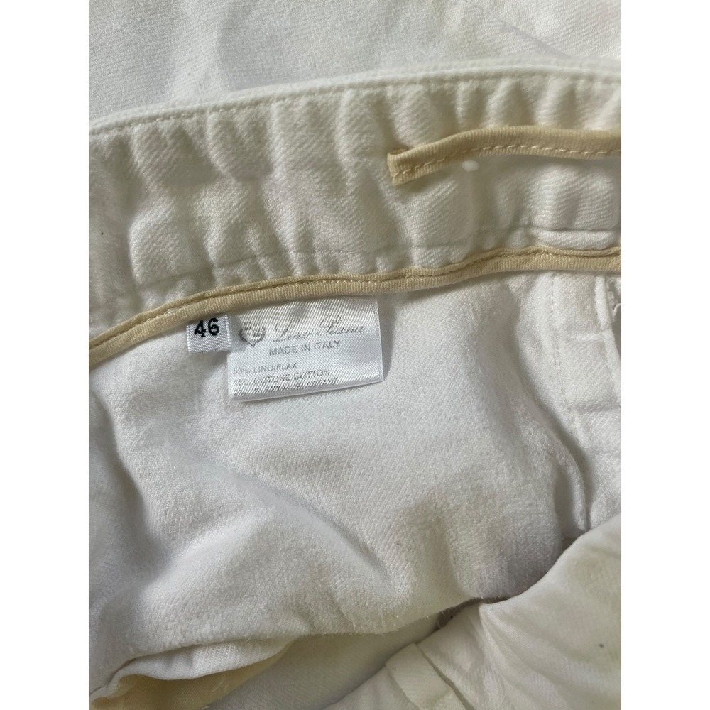 Loro Piana White Linen Cotton Blend Straight Leg Trousers Pants Made in Italy 46 - Picture 4 of 4